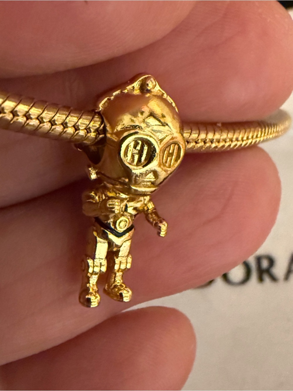 Pandora Gold Robot Charm Bracelet Pendant